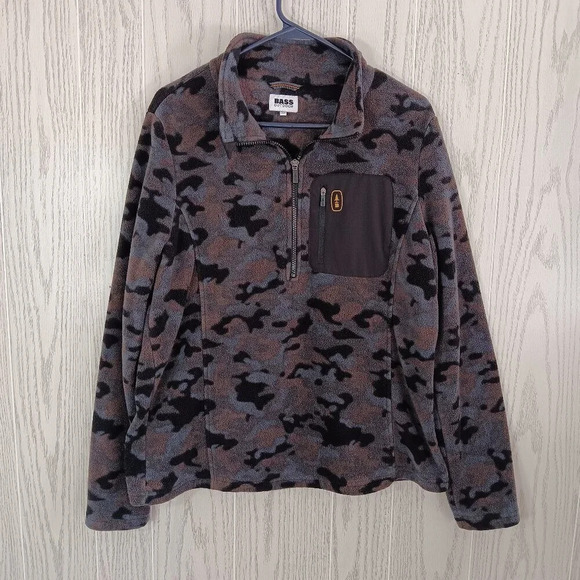 Bass Outdoor Womens XL Highline‎ Trail Fleece Pullover Top Half-Zip Camo - Picture 1 of 6